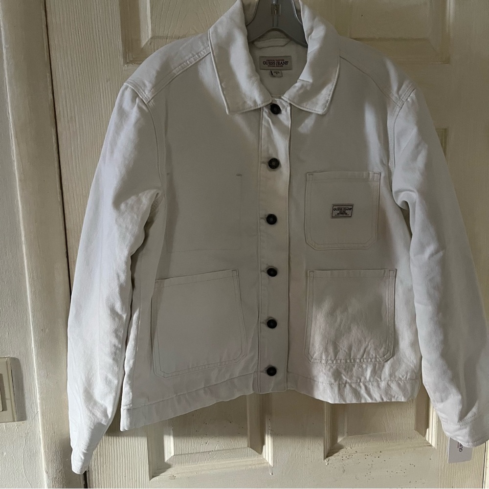 American Tradition Women’s Guess Jeans Sandy Shore Cream Medium Chore Jacket.